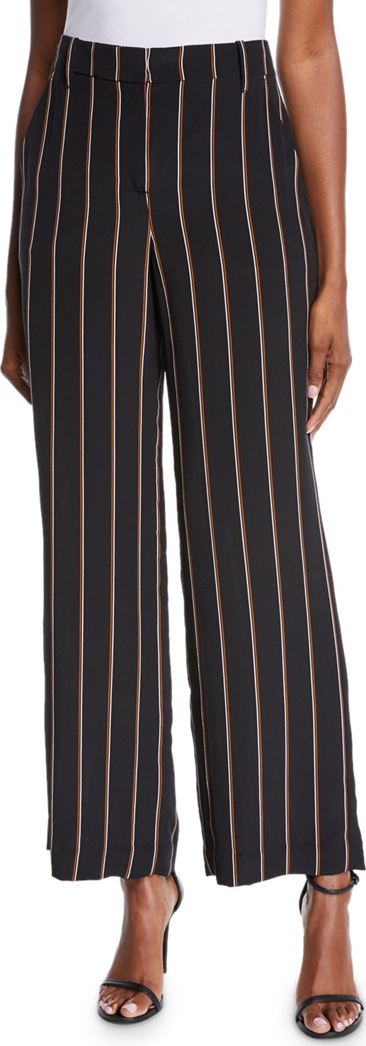 A.L.C. Erso Striped Silk Straight-Leg Pants
