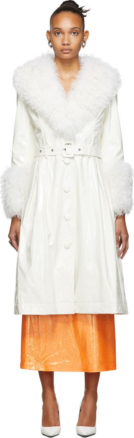 Saks Potts SSENSE Exclusive White Shearling Foxy Gloss Coat Saks Potts SSENSE Exclusive White Shearling Foxy Gloss Coat