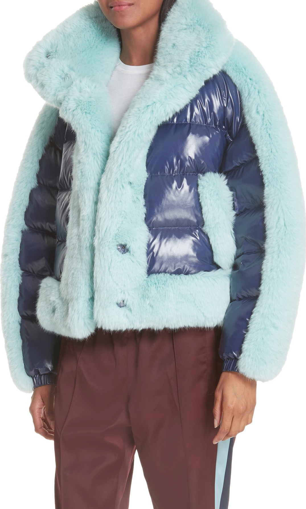 Opening Ceremony Faux Fur Trim Down Puffer Coat