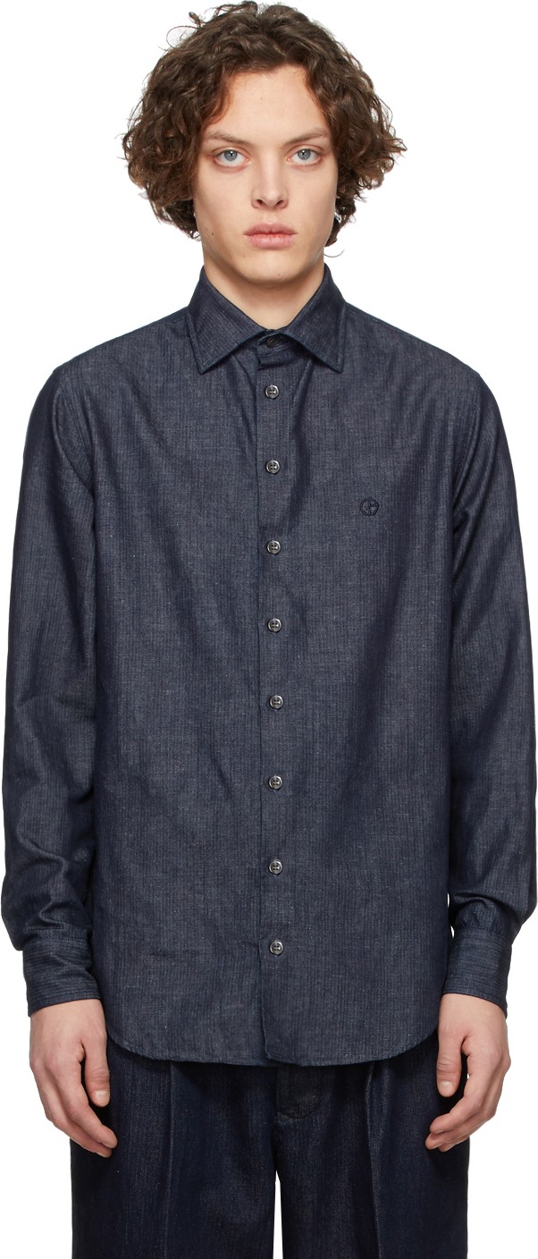Giorgio Armani Indigo Exclusive Edition Herringbone Shirt