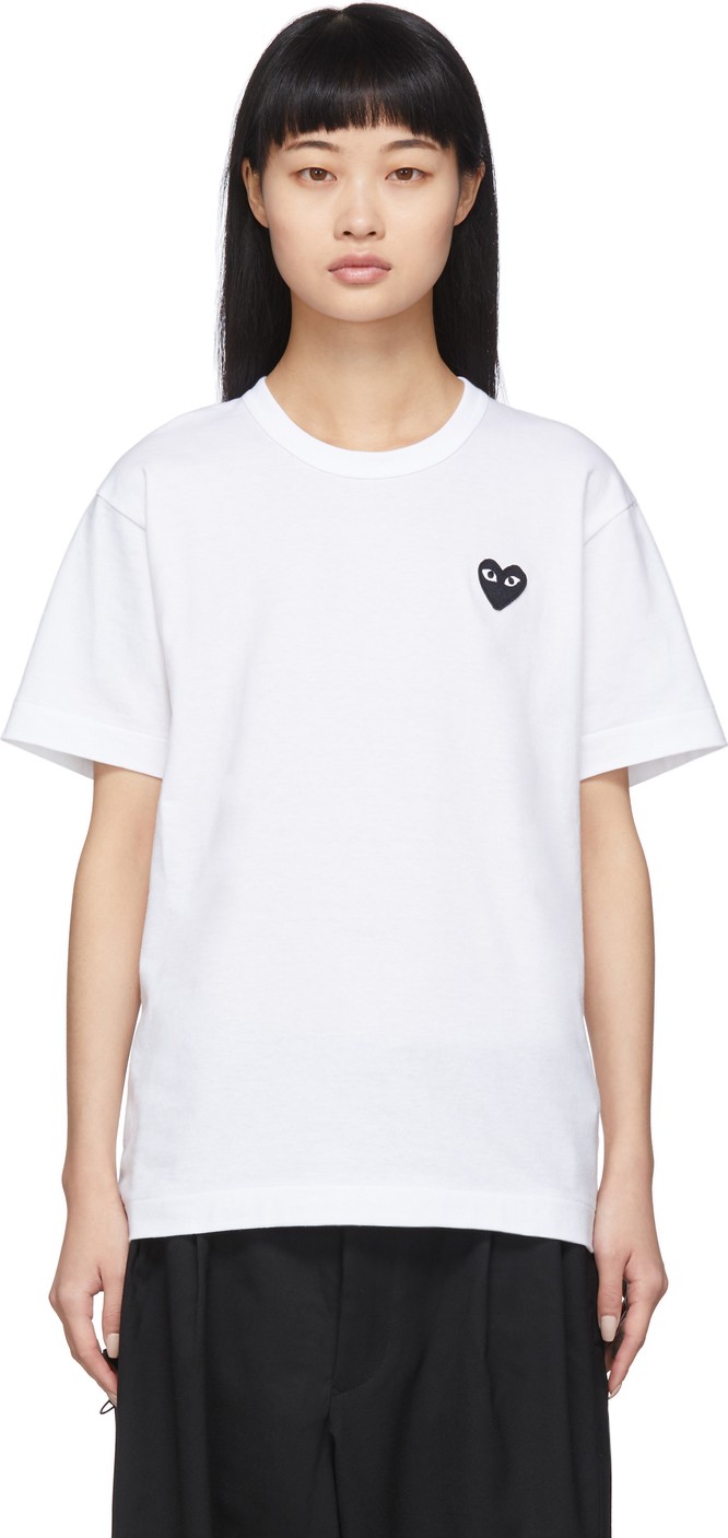Comme Des Garcons PLAY White & Black Men's Fit Heart T-Shirt