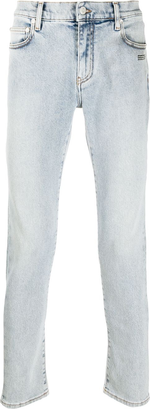 Off White - Logo print slim-fit jeans