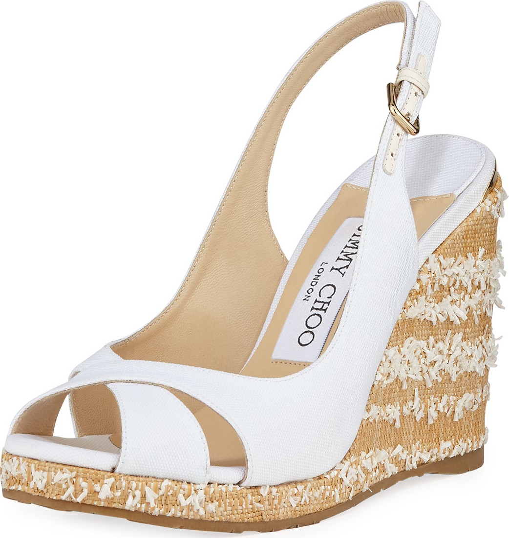 Jimmy Choo Amely Canvas Platform Wedge Sandals