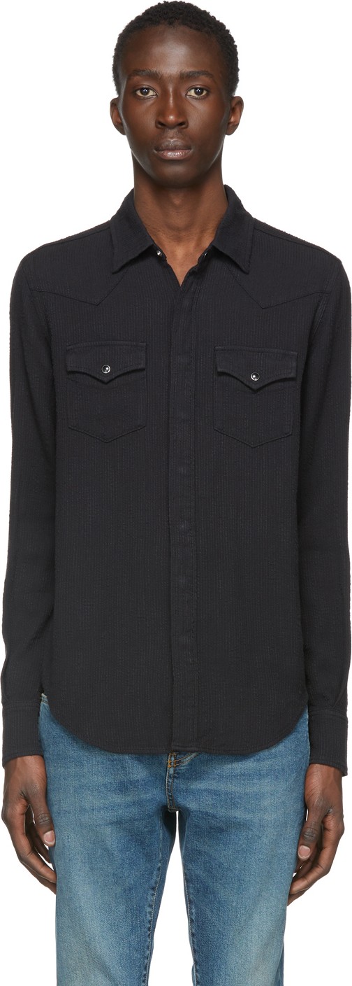 Saint Laurent Black Corduroy Western Shirt