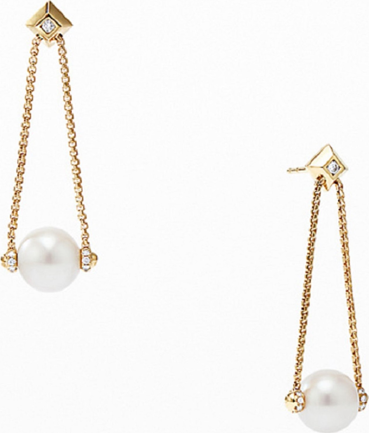 David Yurman Solari Pearl Drop Earrings with Diamonds in 18K Yellow Gold
