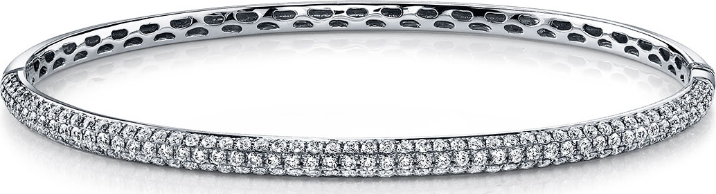 Anita Ko 18k White Gold 3-Row Diamond Bangle Bracelet