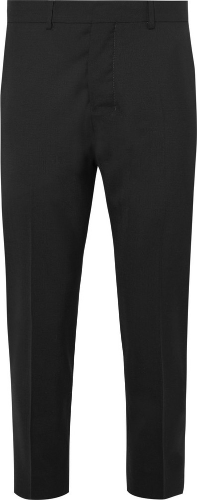 AMI Black Cropped Wool Suit Trousers
