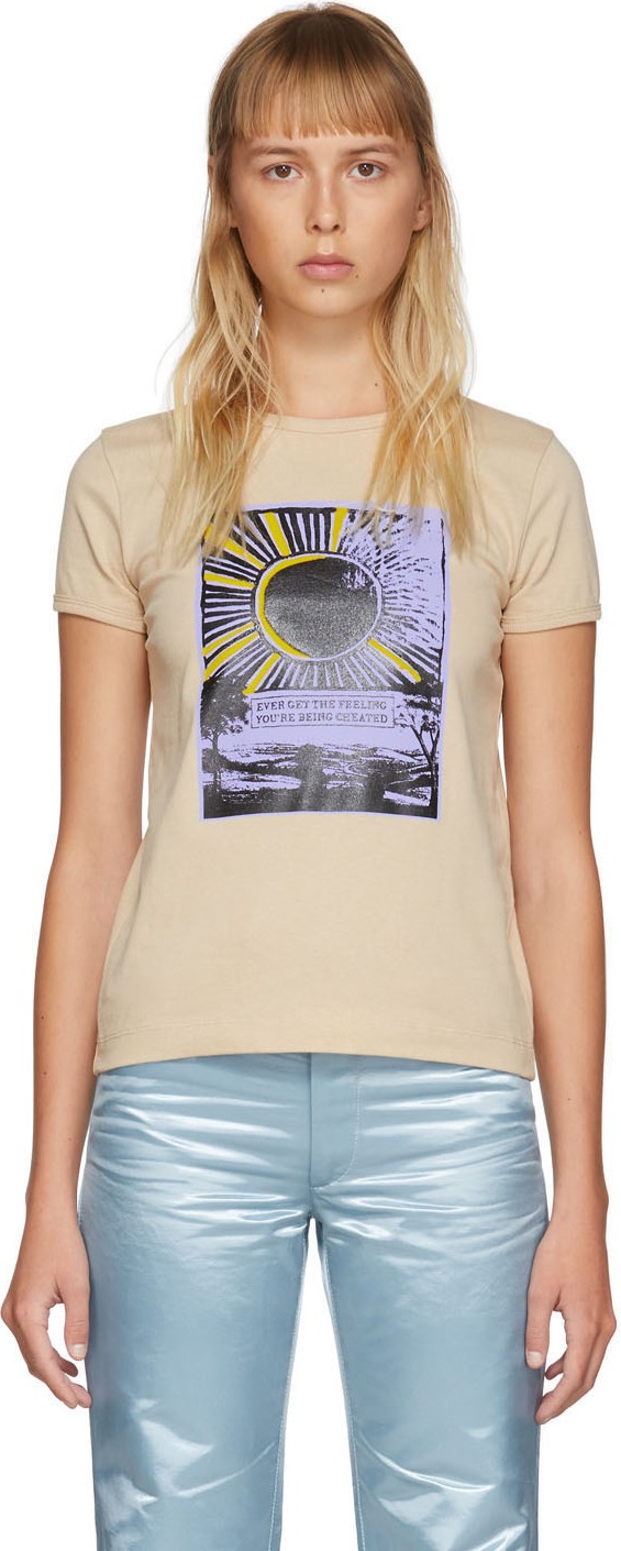MARC JACOBS Beige Graphic Cap Sleeve T-Shirt