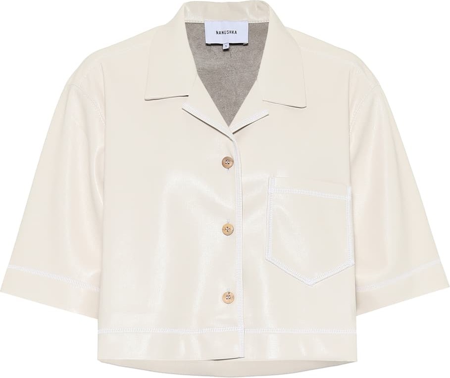 Nanushka Rhett cropped faux-leather shirt