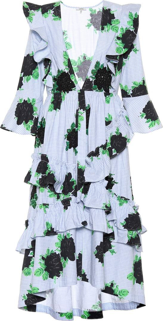 Ganni Pine ruffled cotton dress