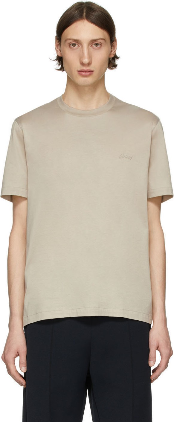 Brioni Beige Logo T-Shirt