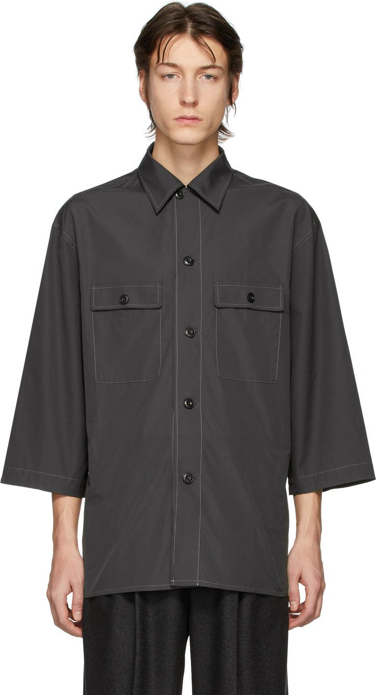 Lemaire Grey Three-Quarter Sleeve Tropical Shirt