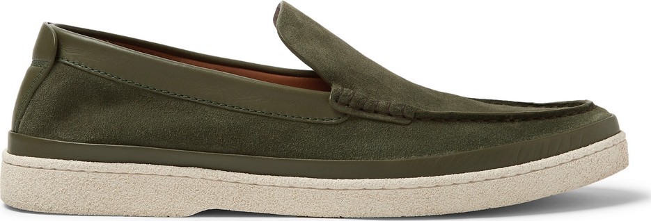 Ermenegildo Zegna Leather-Trimmed Suede Loafers