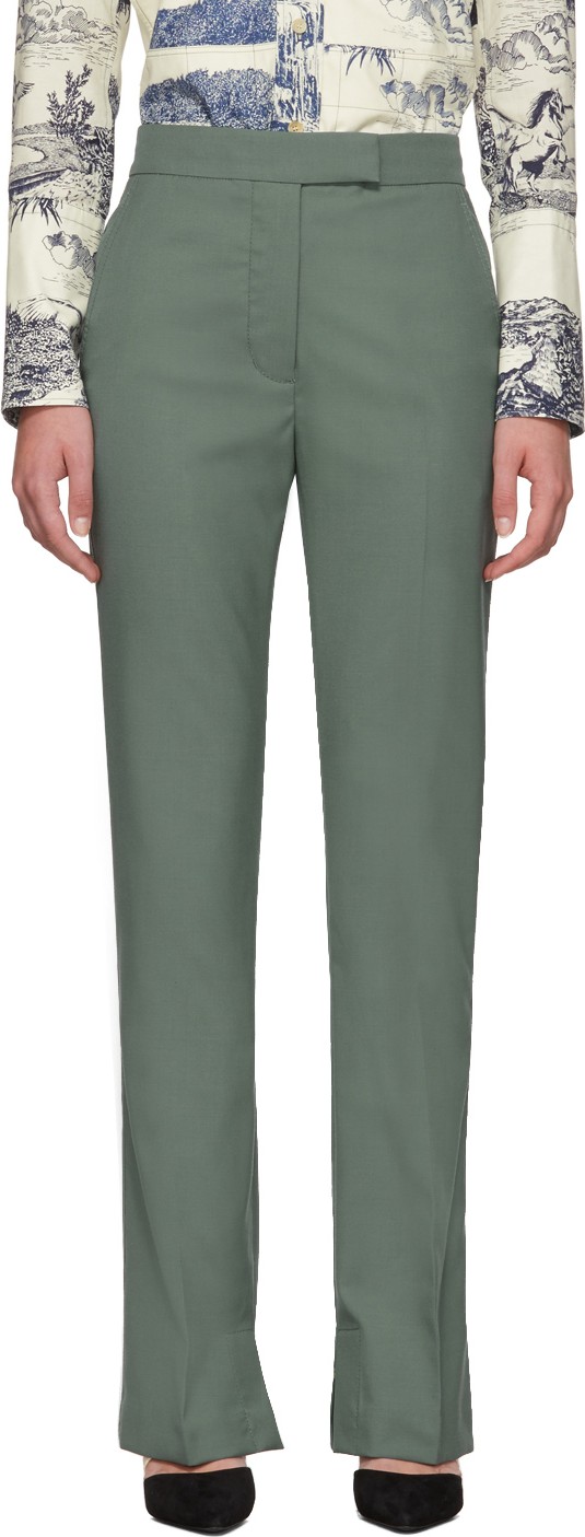 3.1 Phillip Lim Green Merino Structured Trousers