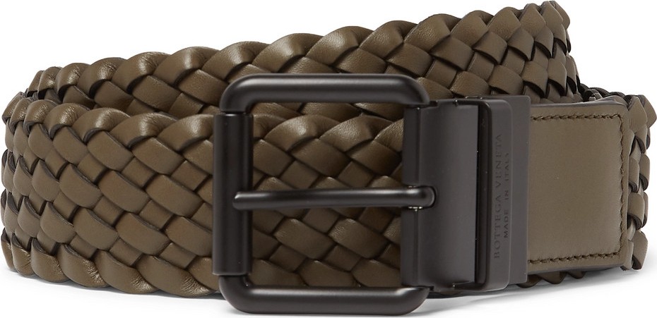 Bottega Veneta 4cm Army-Green Intrecciato Leather Belt