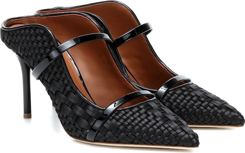 Malone Souliers Maureen 85 woven satin mules