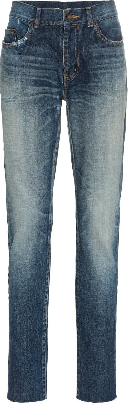 Saint Laurent midblue skinny distressed jeans