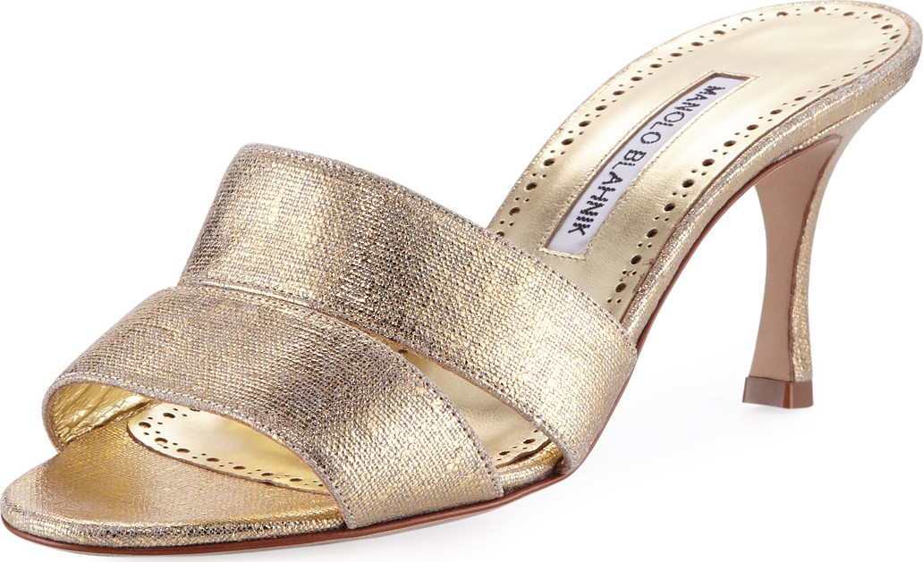 Manolo Blahnik Iacopo Metallic Fabric Sandal