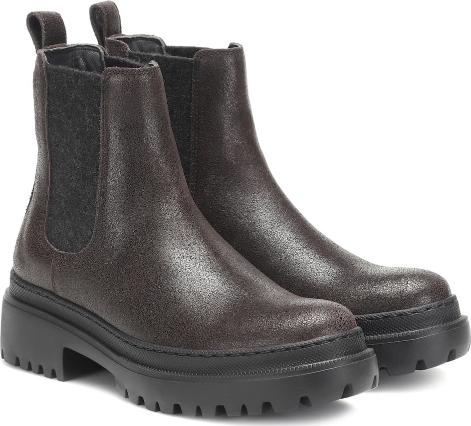 Brunello Cucinelli Embellished leather ankle boots