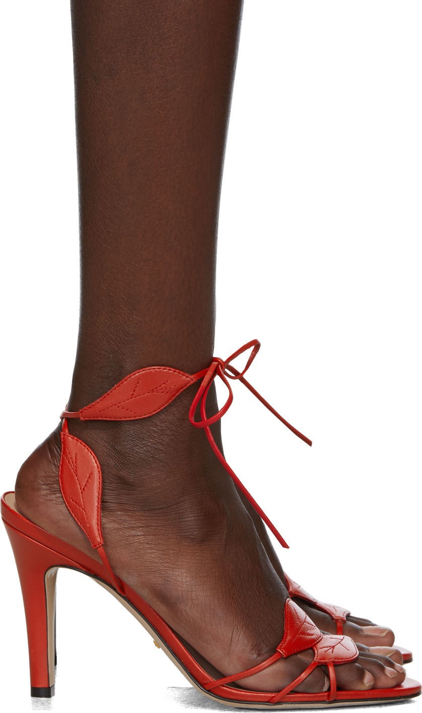 Gucci Red Gianta Leave Heeled Sandals
