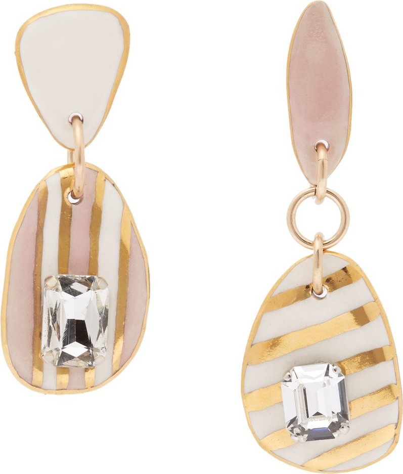 Sonia Boyajian Ceramic and rhinestone stripe earrings