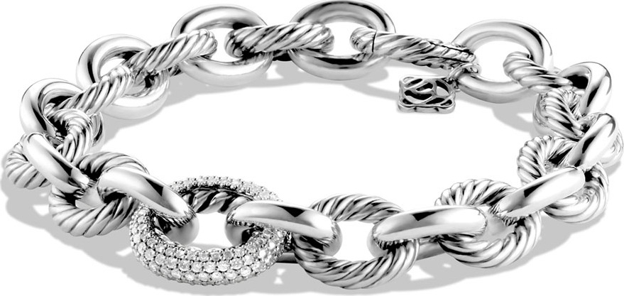 David Yurman Oval Large Link Bracelet with Diamonds