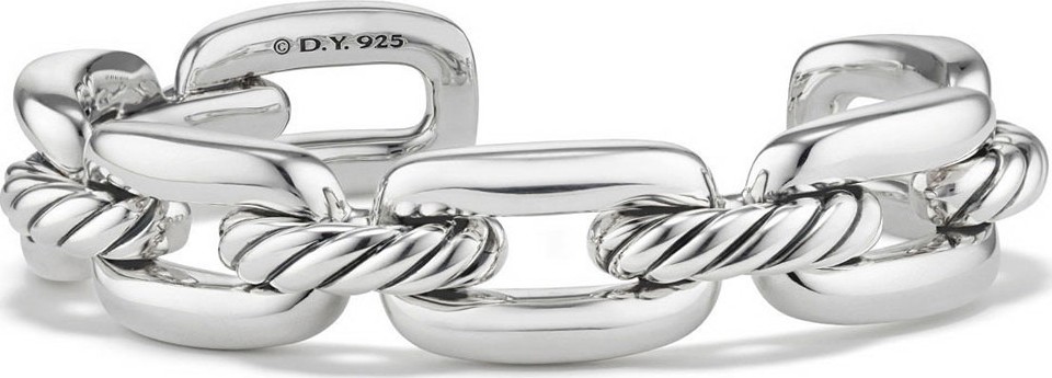 David Yurman Wellesley Sterling Silver Link Cuff Bracelet