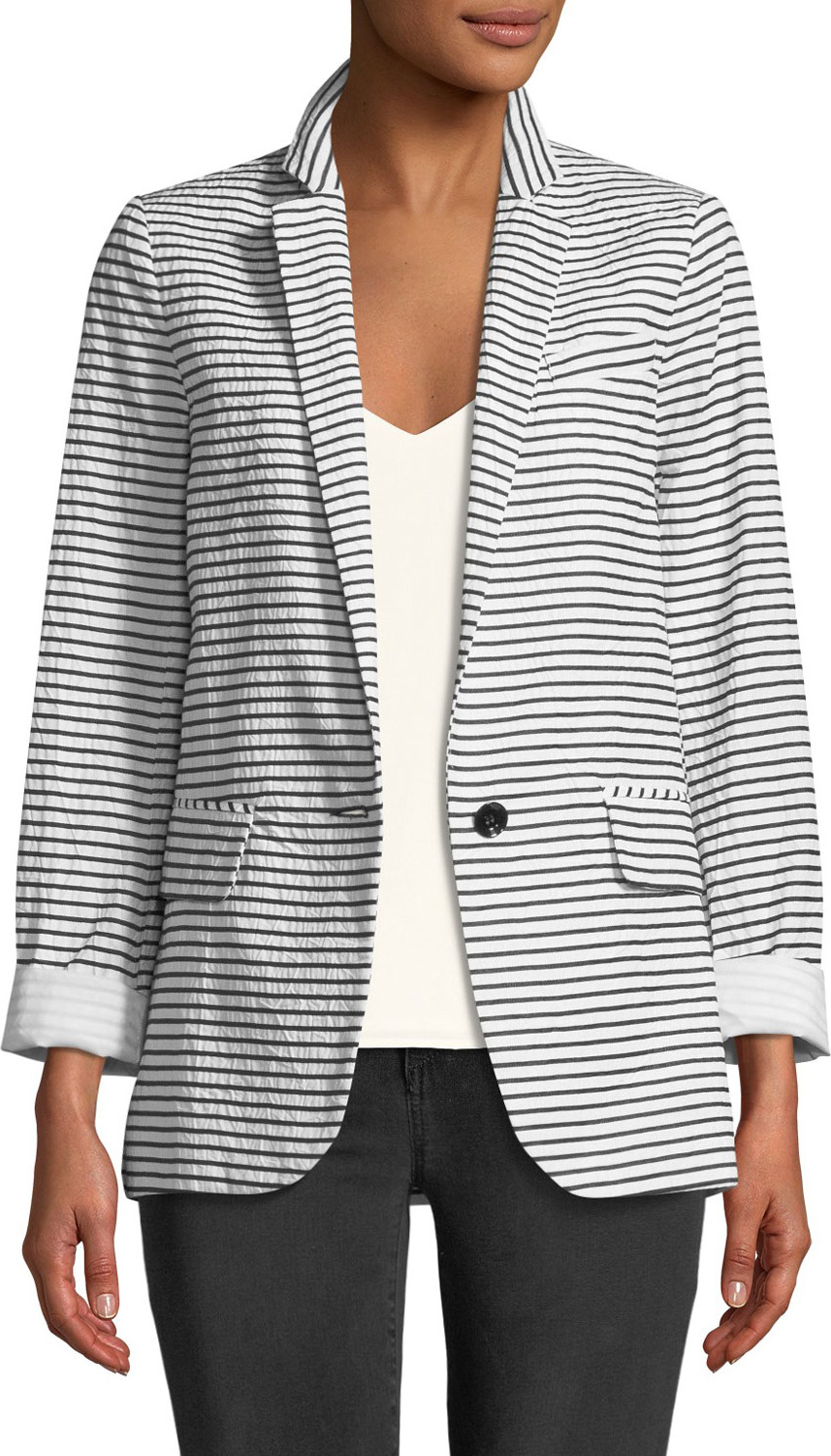Nanette Lepore Resort Striped One-Button Jacket