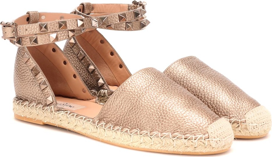 Valentino Valentino Garavani Rockstud Double metallic leather espadrilles