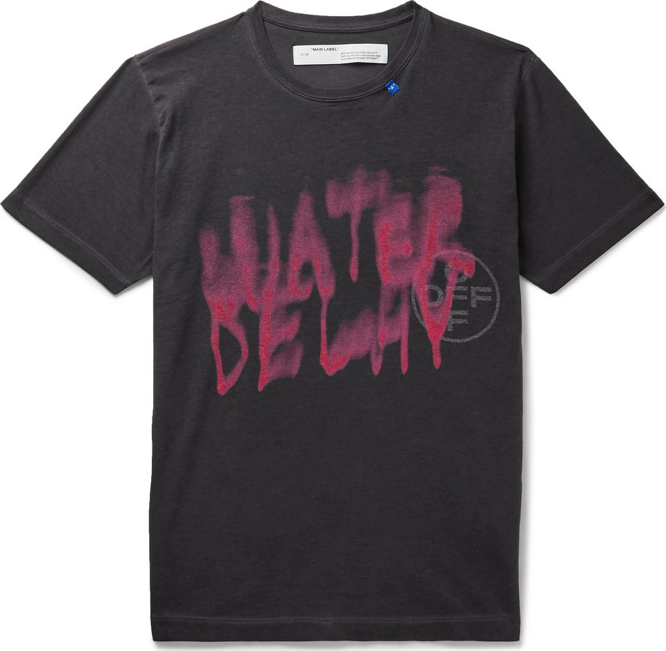 Off White Printed Cotton-Jersey T-Shirt