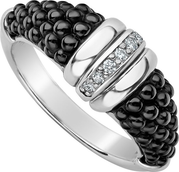 LAGOS Black Caviar Diamond Tapered Ring