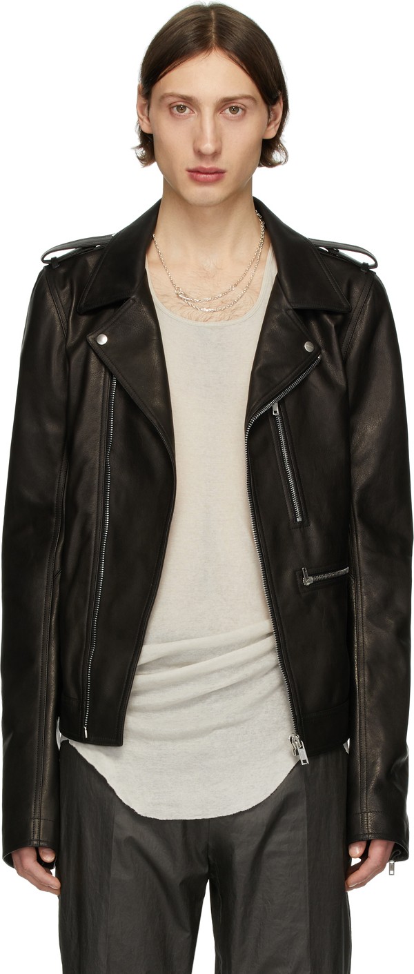 Rick Owens Black Leather Tecautl Stooges Jacket