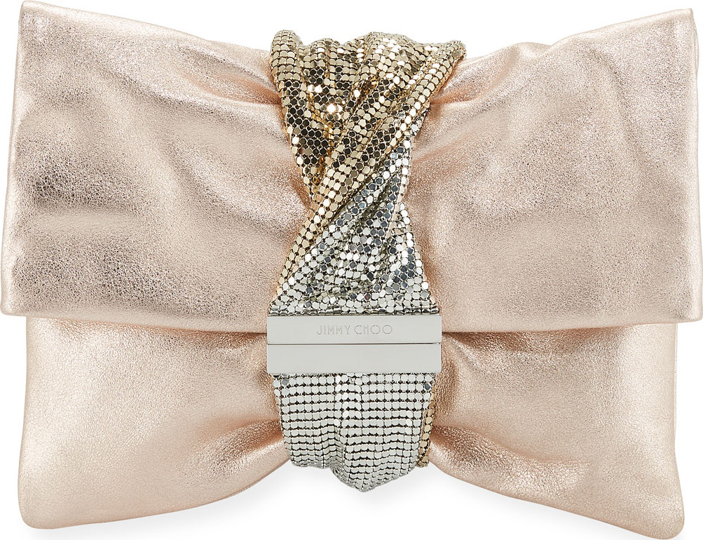 Jimmy Choo Chandra Metallic Leather Clutch Bag