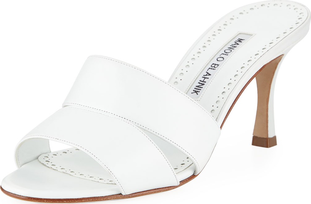 Manolo Blahnik Iacopo Calf Leather Slide Sandals