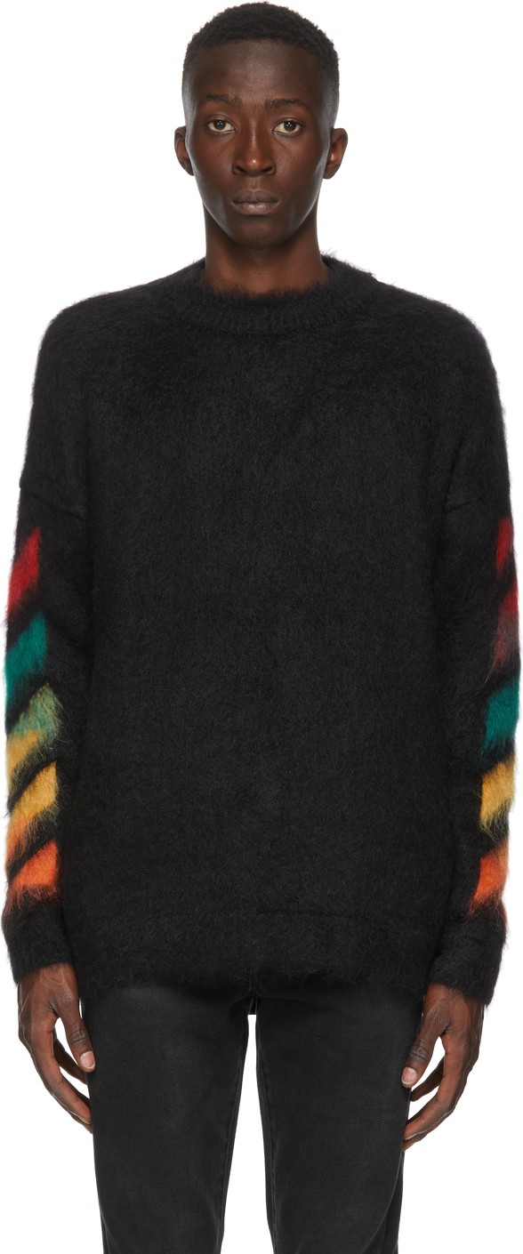 Off White Black Brushed Diag Sweater