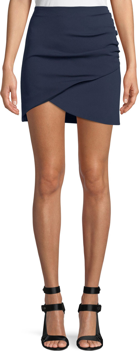 Alice + Olivia Fidela Draped Crepe Mini Skirt