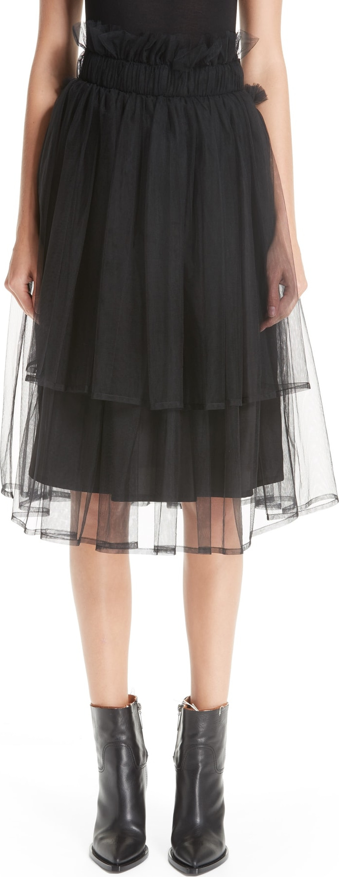 Noir Kei Ninomiya Tulle Overlay Midi Skirt