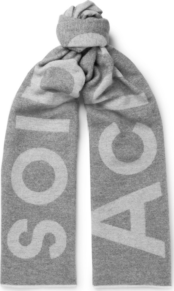 Acne Studios Toronty Logo-Intarsia Wool-Blend Scarf