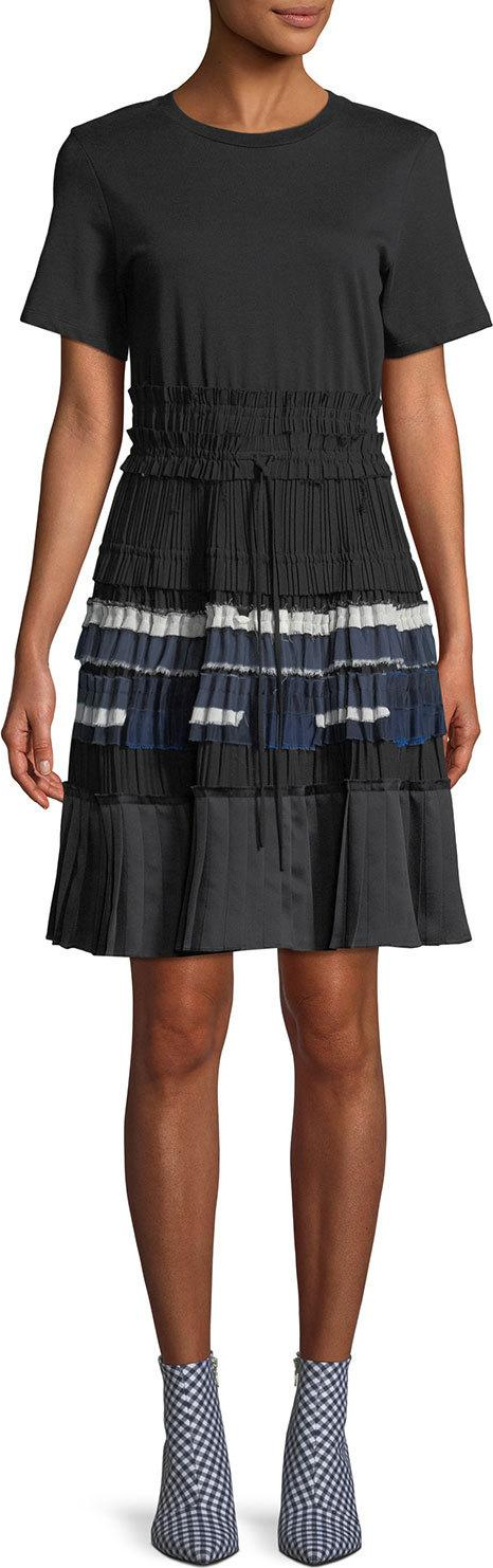 3.1 Phillip Lim Pleated Crewneck Tee Dress