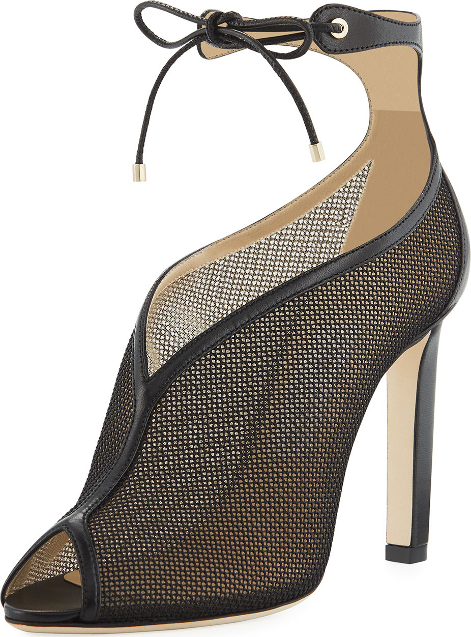Jimmy Choo Sayra Mesh Ankle-Tie Bootie
