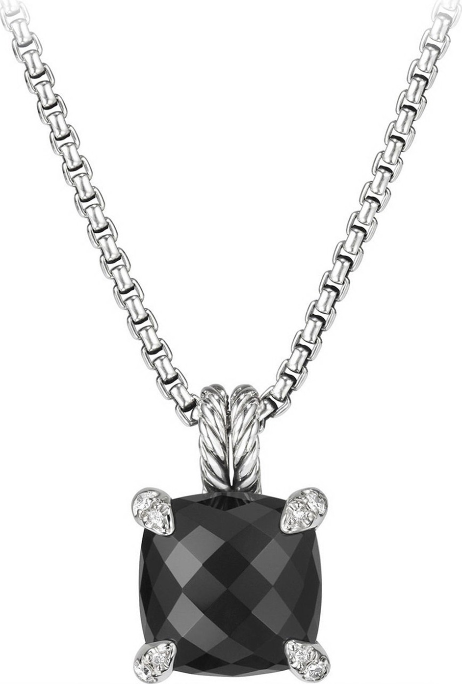 David Yurman 11mm Châtelaine Onyx Pendant Necklace with Diamonds