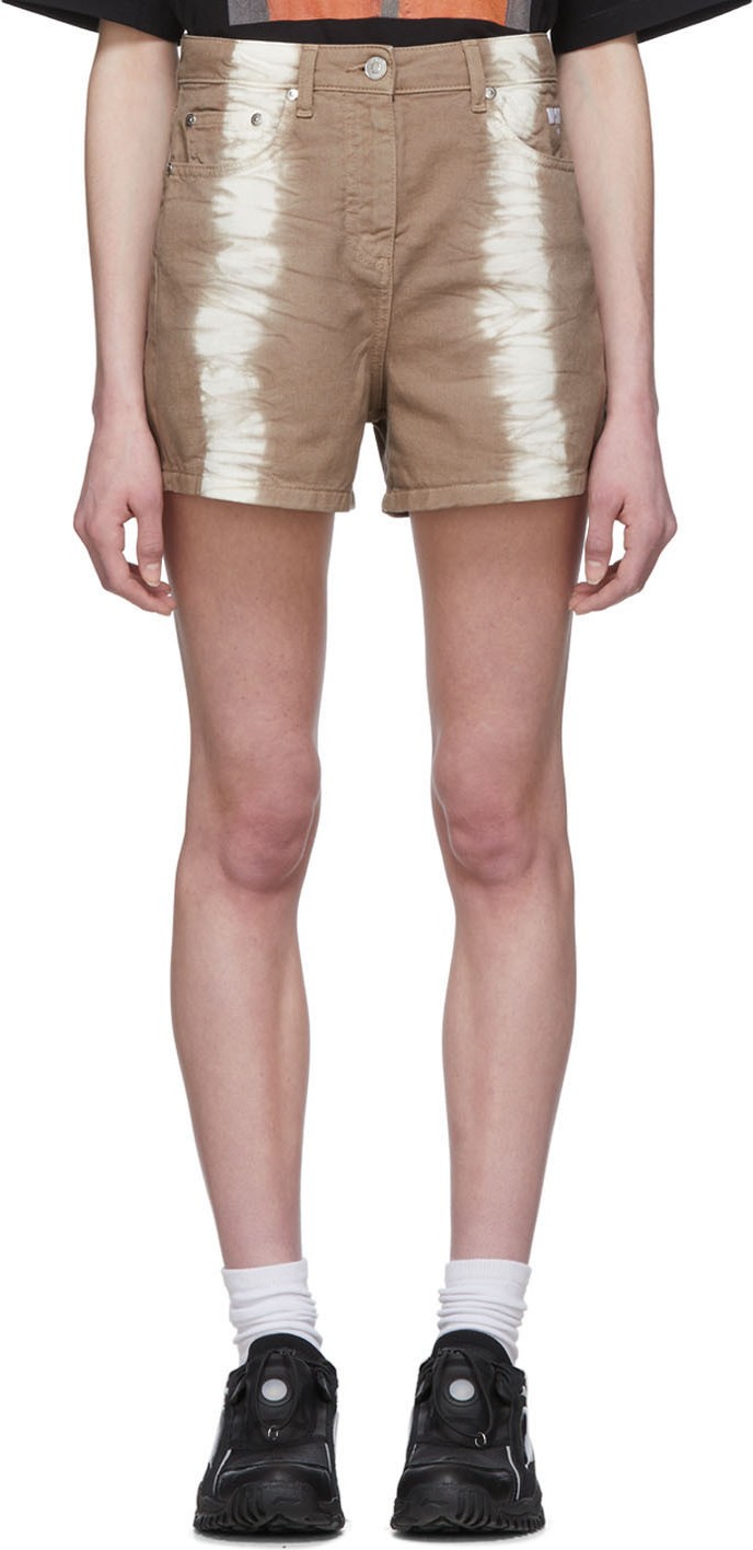 MSGM Beige Tie-Dye Denim Shorts