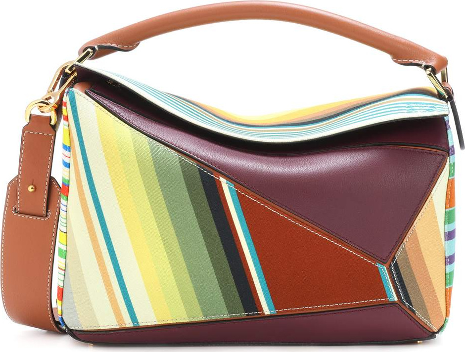 LOEWE Puzzle canvas and leather shoulder bag