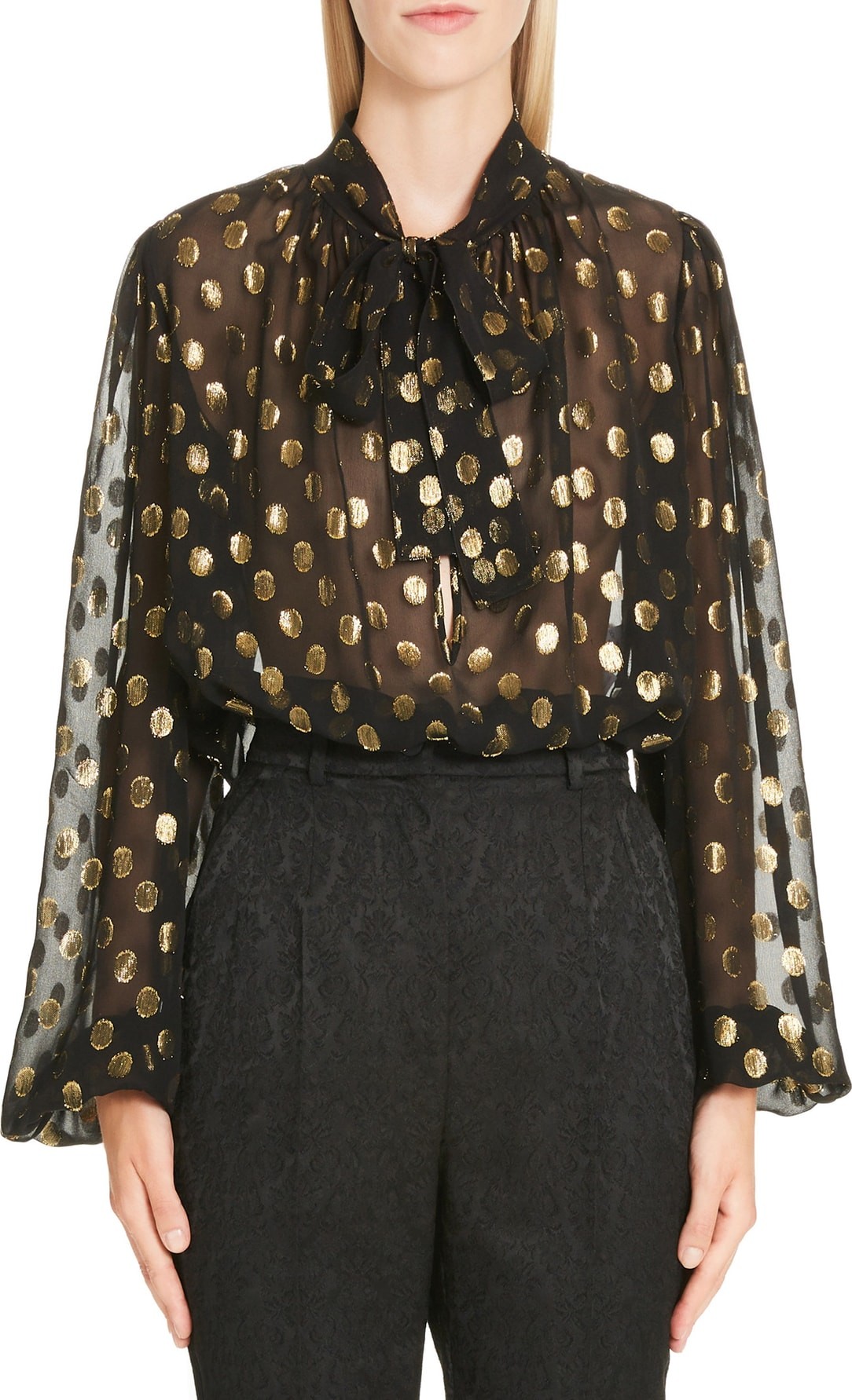 Dolce & Gabbana Metallic Fil Coupé Chiffon Top