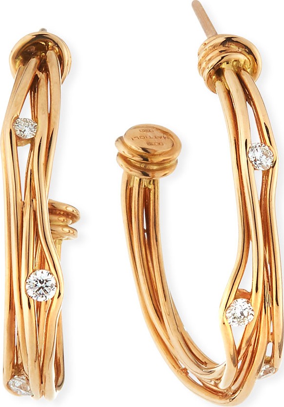 Mattioli Tibet 18k Rose Gold Tension Earrings w/ Diamonds