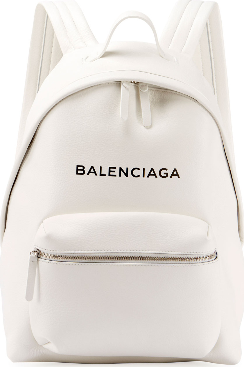 Balenciaga Logo-Print Leather Backpack