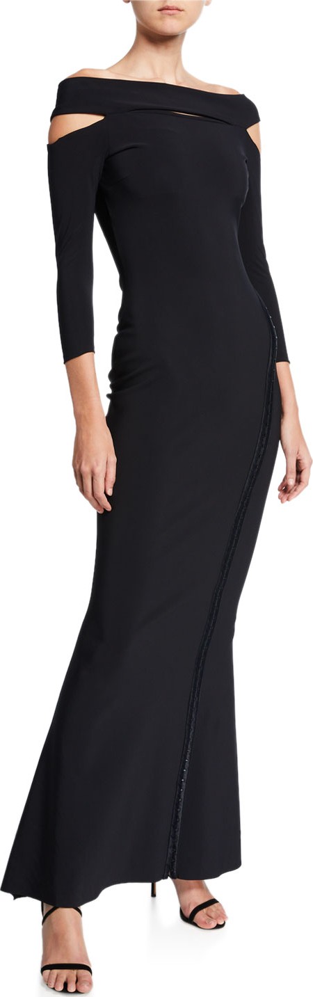 La Petite Robe di Chiara Boni Off-the-Shoulder 3/4-Sleeve Dress with Cutouts