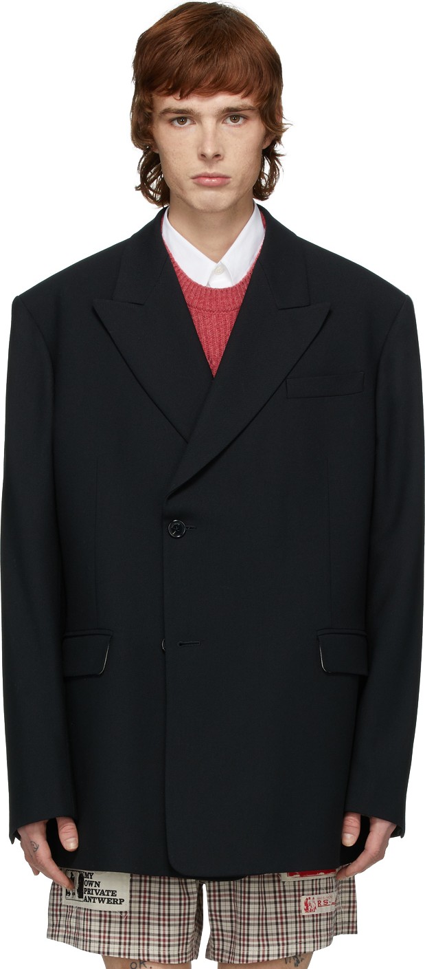 Raf Simons Black Double-Breasted Blazer