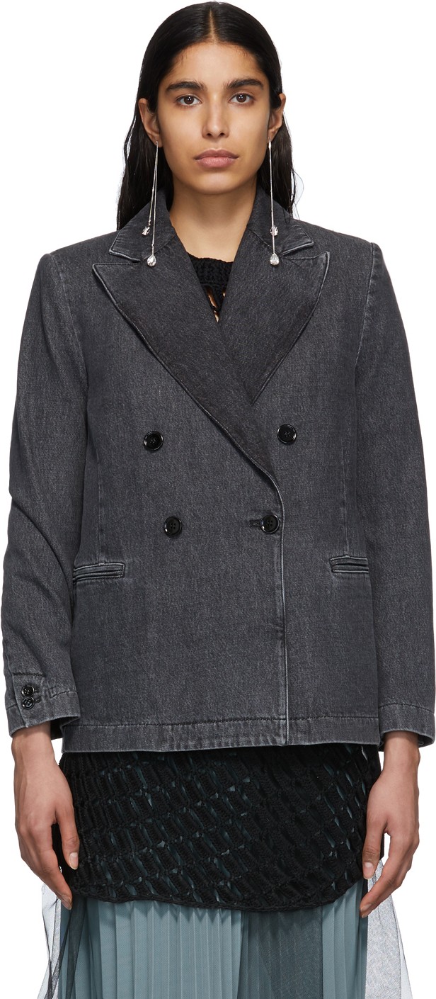MM6 Maison Margiela Black Denim Double-Breasted Jacket