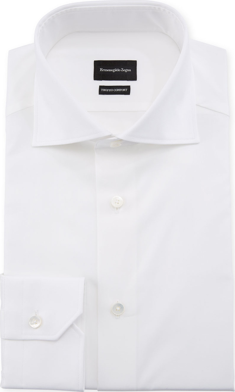 Ermenegildo Zegna Men's Trofeo Comfort Dress Shirt, White